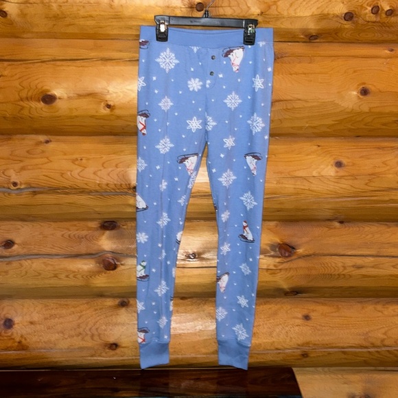 Old Navy Other - Old Navy GUC Light Blue Snowflake/Polar Bear Fitted Thermal Pajama Leggings Sz S